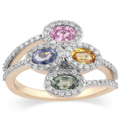 Women's Ring Audrey in 14K Yellow Gold, 0.46CTW Diamonds and Semi-precious Stones