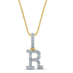 Alphabet Unisex Pendant "R" from Vérité Collection in 10K Yellow Gold and 0.21CTW Diamonds