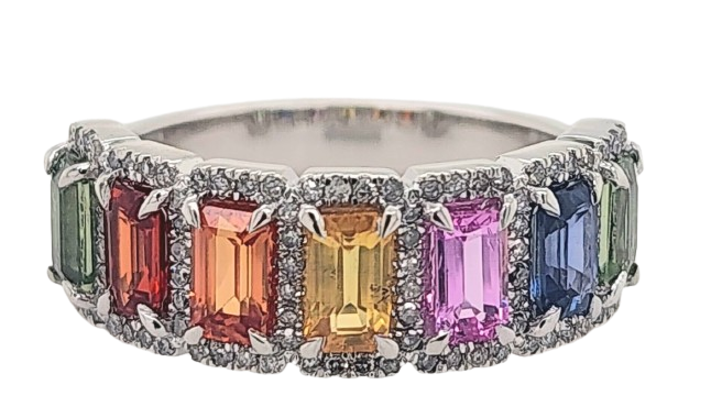 Women's Ring Natalie in 14K White Gold, 0.30CTW Diamonds and Semi-precious Stones