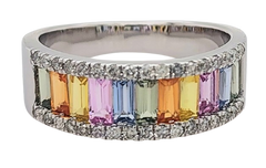 Women's Ring Valentina in 14K White Gold, 0.27CTW Diamonds and Semi-precious Stones