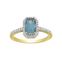 Women's Ring Liliana in 14K Yellow Gold, 0.16CTW Diamonds and 0.53 Carats Blue Sapphire