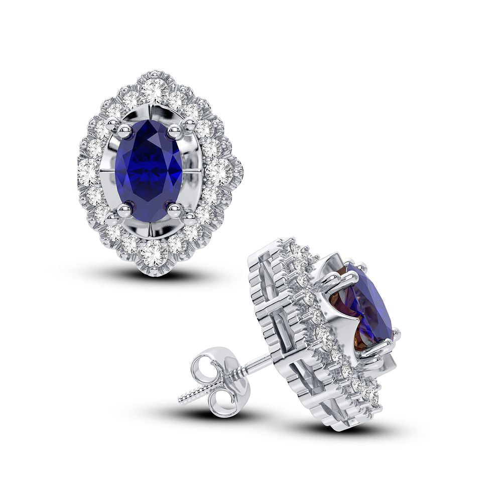 Women's Earrings Azure in 14K White Gold, Sapphires and 0.20CTW Diamonds