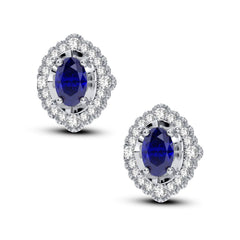 Women's Earrings Azure in 14K White Gold, Sapphires and 0.20CTW Diamonds