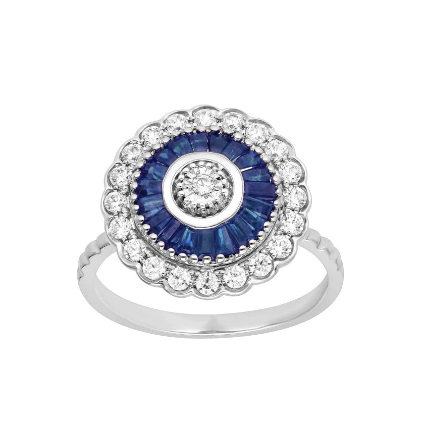 Women's Ring Regina in 14K White Gold, Sapphires and 0.41CTW Diamonds