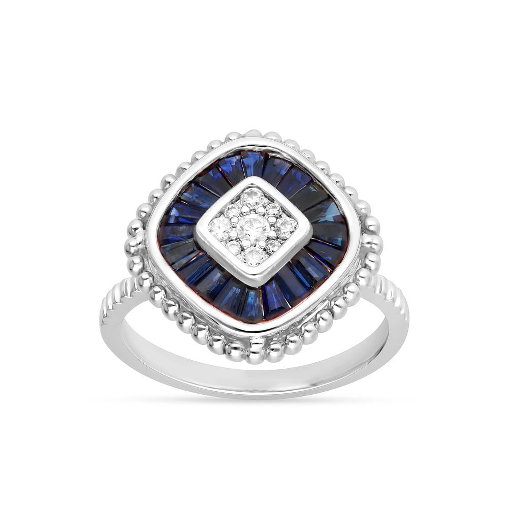 Women's Ring Giselle in 14K White Gold, Sapphires and 0.13CTW Diamonds