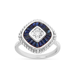 Women's Ring Giselle in 14K White Gold, Sapphires and 0.13CTW Diamonds