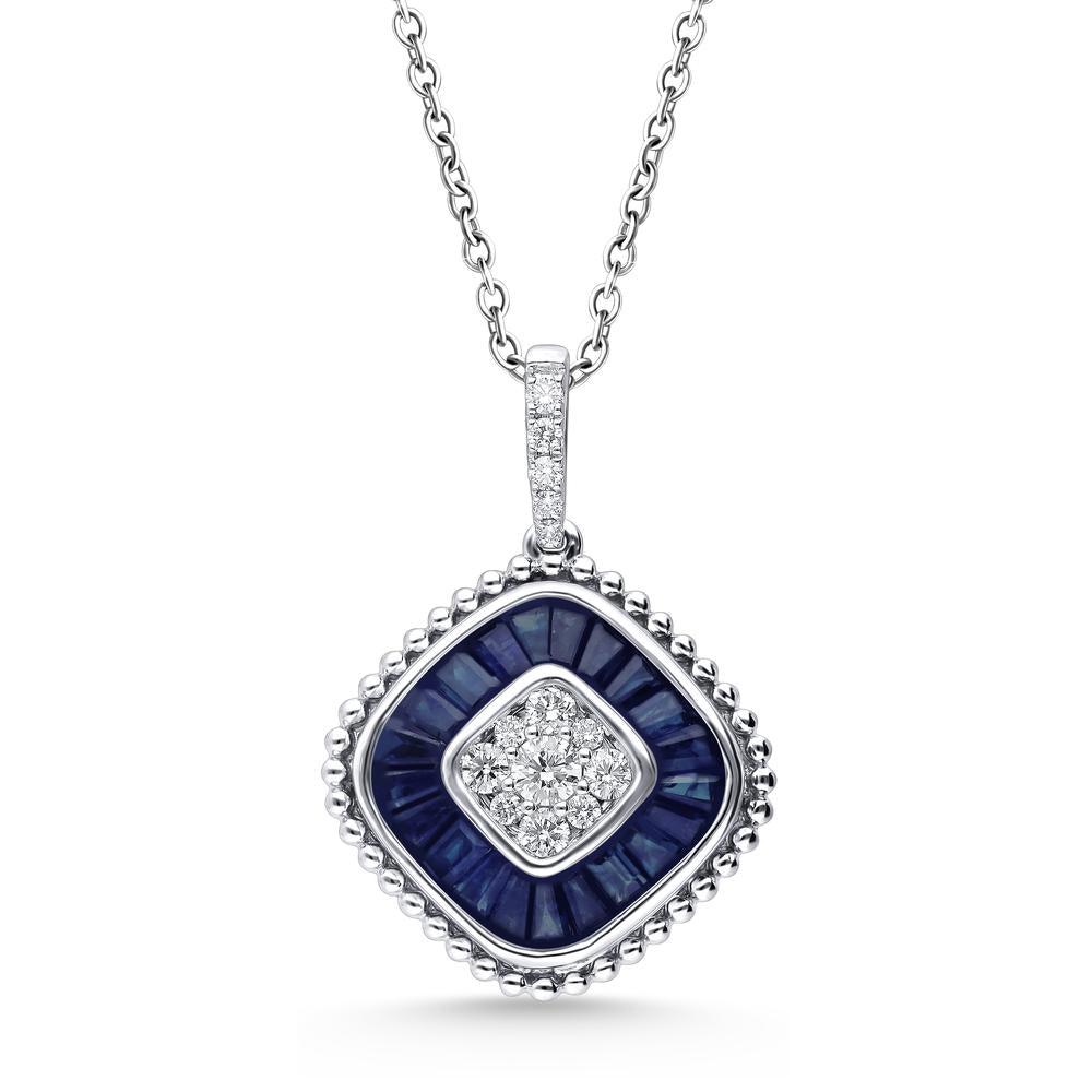 Women's Pendant Rebecca in 14K White Gold, Sapphires and 0.25CTW Diamonds