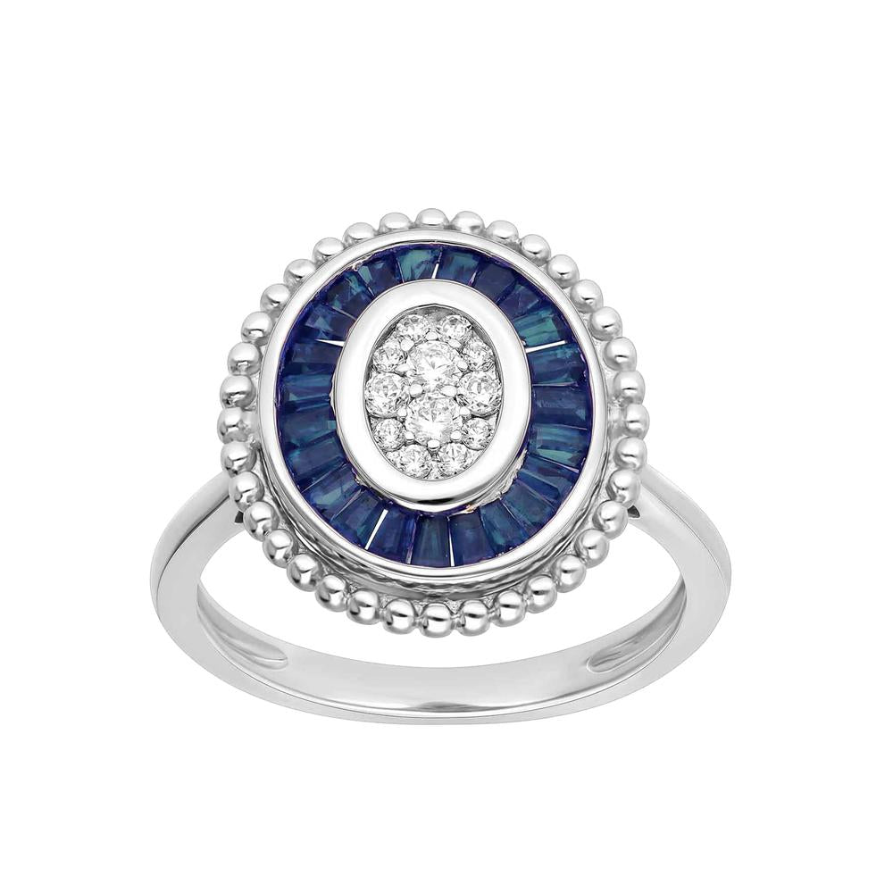 Women's Ring Paige in 14K White Gold, Sapphire and 0.15CTW Diamonds