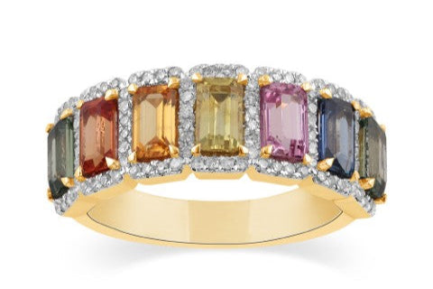 Women's Ring Vivian in 14K Yellow Gold, 0.29CTW Diamonds and Semi-precious Stones