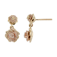 Women's Earrings Rose in 10K Yellow Gold and 0.23CTW Diamonds