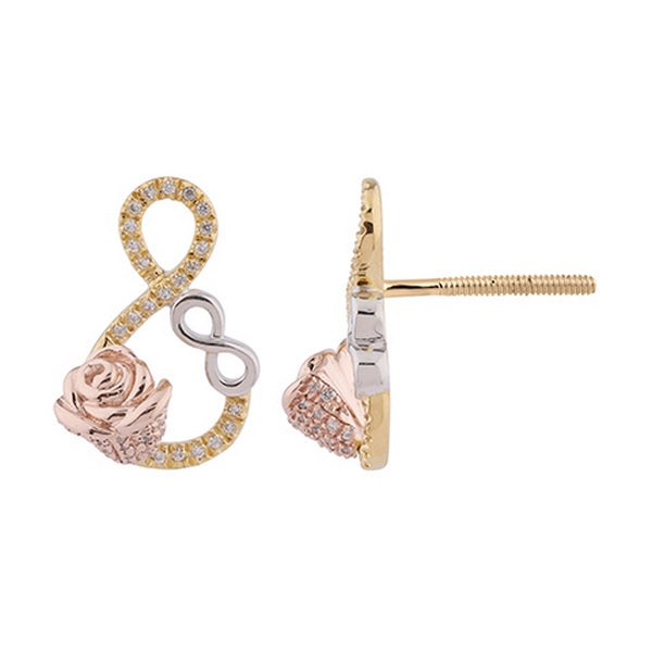 Women's Earrings Gracie in 10K Yellow, White and Rose Gold (Tri-color) and 0.11CTW Diamonds