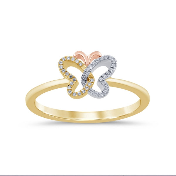 Women's Ring Buttercup in 10K Yellow and Rose Gold and 0.05CTW Diamonds