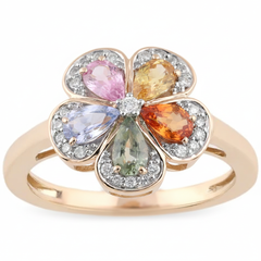 Women's Ring Everly in 14K Yellow Gold, 0.13CTW Diamonds and 1.24 Carats Semi-Precious Stones