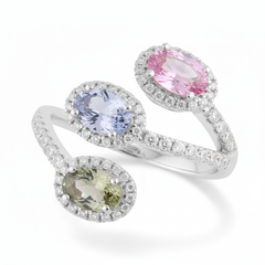 Women's Ring Autumn in 14K White Gold, 0.52CTW Diamonds and Semi-Precious Stones