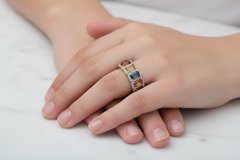 Women's Ring Vivian in 14K Yellow Gold, 0.29CTW Diamonds and Semi-precious Stones