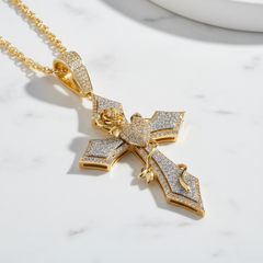 Religious Unisex Pendant Chris-1 in 10K Yellow Gold and 0.67CTW Diamonds