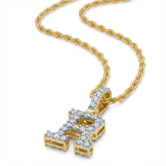Alphabet Unisex Pendant "R" from Vérité Collection in 10K Yellow Gold and 0.21CTW Diamonds