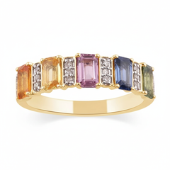 Women's Ring Allison in 14K Yellow Gold, 0.09CTW Diamonds and Semi-precious Stones