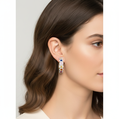 Women's Earrings Naomi in 14K Yellow Gold, 0.61CTW Diamonds and Semi-Precious Stones