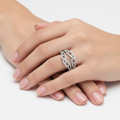 Women's Ring Guard Amora in 14K White Gold and 0.48CTW Diamonds