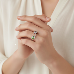 Women's Ring Claire in 14K Yellow Gold, 0.37CTW Diamonds and Semi-precious Stones