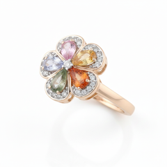 Women's Ring Everly in 14K Yellow Gold, 0.13CTW Diamonds and 1.24 Carats Semi-Precious Stones