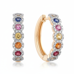 Women's Earrings Naomi in 14K Yellow Gold, 0.61CTW Diamonds and Semi-Precious Stones
