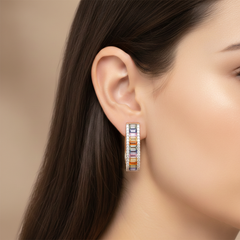 Women's Earrings Clara in 14K Yellow Gold, 0.69CTW Diamonds and Semi-precious Stones