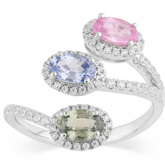 Women's Ring Autumn in 14K White Gold, 0.52CTW Diamonds and Semi-Precious Stones