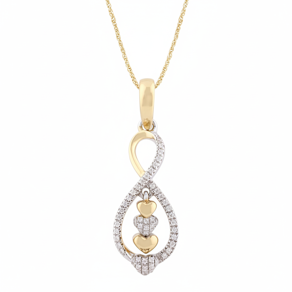 Women's Pendant Ayla in 10K Yellow and White Gold and 0.07CTW Diamonds