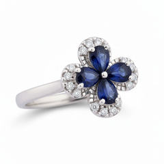 Women's Ring Talia in 10K White Gold, 0.13CTW Diamonds and 0.72CT Blue Sapphire