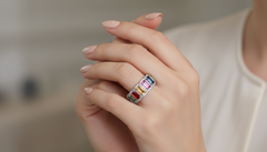 Women's Ring Natalie in 14K White Gold, 0.30CTW Diamonds and Semi-precious Stones