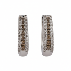 Women's Earrings Ariana in 10K White Gold and 0.55CTW White and Brown Diamonds