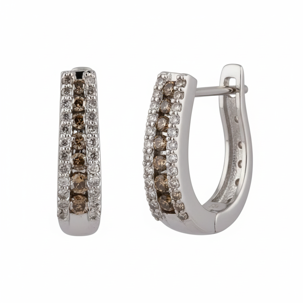 Women's Earrings Ariana in 10K White Gold and 0.55CTW White and Brown Diamonds