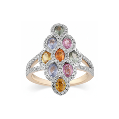 Women's Ring Kendall in 14K Yellow Gold, 0.53CTW Diamonds and Semi-precious Stones