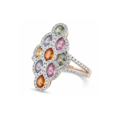 Women's Ring Kendall in 14K Yellow Gold, 0.53CTW Diamonds and Semi-precious Stones