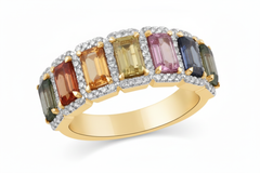 Women's Ring Vivian in 14K Yellow Gold, 0.29CTW Diamonds and Semi-precious Stones
