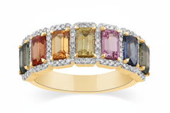 Women's Ring Vivian in 14K Yellow Gold, 0.29CTW Diamonds and Semi-precious Stones