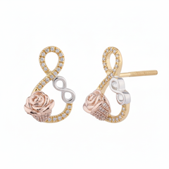 Women's Earrings Gracie in 10K Yellow, White and Rose Gold (Tri-color) and 0.11CTW Diamonds