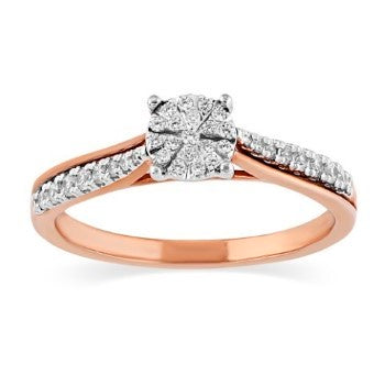 Women's Ring Elise in 10K Rose Gold and 0.22CTW Diamonds