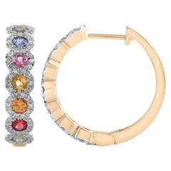 Women's Earrings Naomi in 14K Yellow Gold, 0.61CTW Diamonds and Semi-Precious Stones