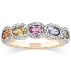 Women's Ring Claire in 14K Yellow Gold, 0.37CTW Diamonds and Semi-precious Stones