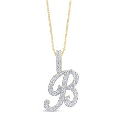 Alphabet Unisex Pendant "B" from Regalia Collection in 10K White Gold and 0.24CTW Diamonds