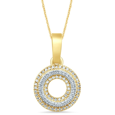 Alphabet Unisex Pendant "O" from Hollywood Collection in 10K Yellow Gold and 0.13CTW Diamonds