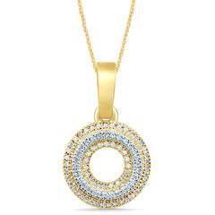 Alphabet Unisex Pendant "O" from Hollywood Collection in 10K Yellow Gold and 0.13CTW Diamonds