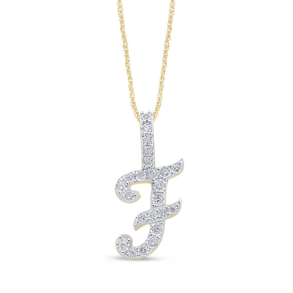Alphabet Unisex Pendant "F" from Regalia Collection in 10K White Gold and 0.31CTW Diamonds