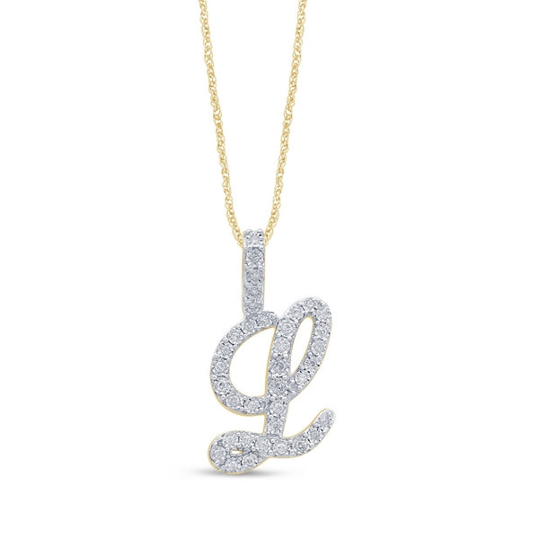 Alphabet Unisex Pendant "L" from Regalia Collection in 10K White Gold and 0.33CTW Diamonds