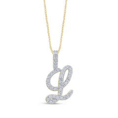 Alphabet Unisex Pendant "L" from Regalia Collection in 10K White Gold and 0.33CTW Diamonds