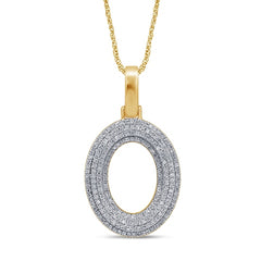 Alphabet Unisex Pendant "O" from Hollywood Collection in 10K White and Yellow Gold and 0.37CTW Diamonds