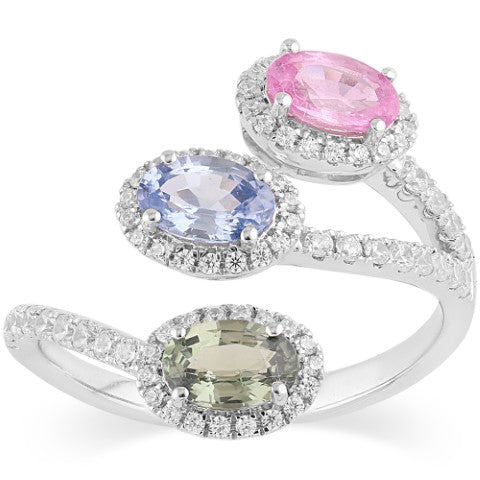 Women's Ring Autumn in 14K White Gold, 0.52CTW Diamonds and Semi-Precious Stones